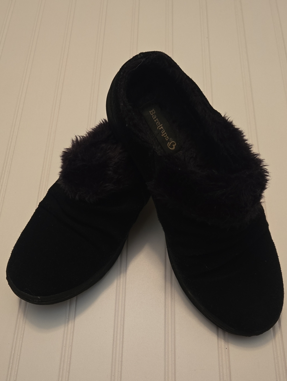 BareTraps Women's Black Faux-Fur Slides / Size 9